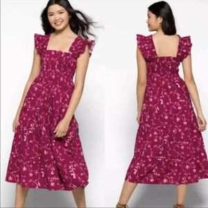 Hill House Ellie Nap Dress Burgundy Botanical